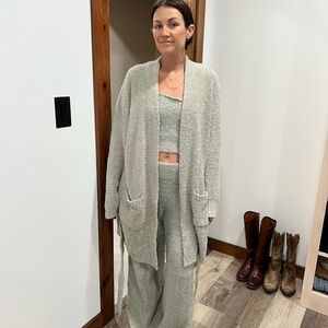 SKIMS Women's Textured Pajama Set in sage green